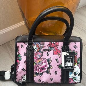 Ed Hardy Pink Floral Satchel Bag